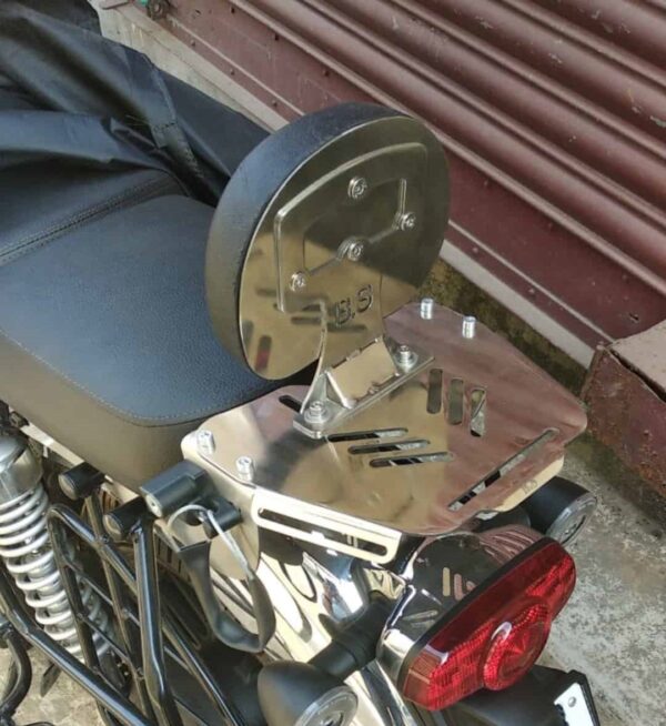 Honda Hiness CB 350 Backrest with TopRack Stainless Steel - BS Auto