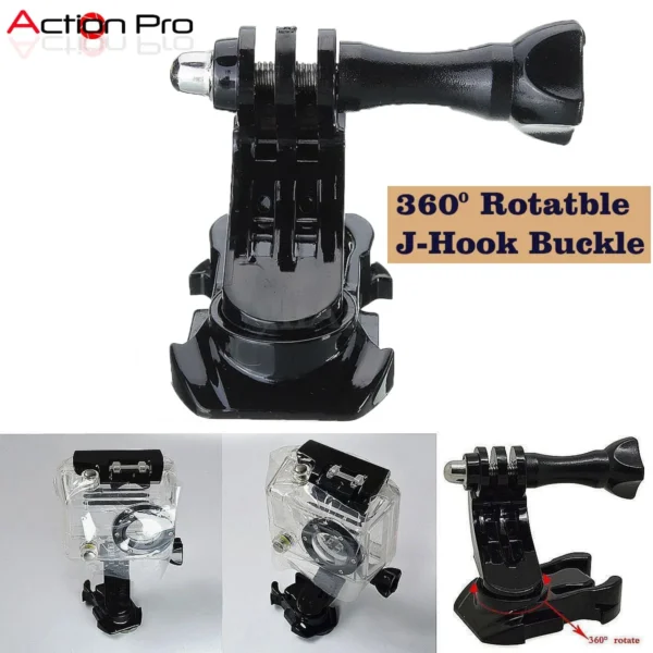 360° Rotatable J-Hook Buckle Base Mount Adapter | Compatible with GoPro (Hero 13–3), DJI, Insta360, Yi, SJCAM & Other Action Cameras - Image 3