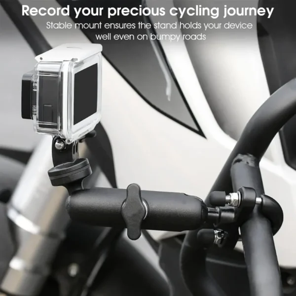 360° Motorcycle Bike Handlebar Camera Mount Bracket | 1/4 Metal Stand for GoPro Hero 13–4 & Other Action Cameras - Image 3