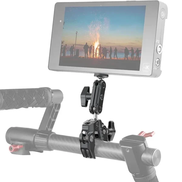 Clamp Camera Mount with 360° Magic Arm Double Ball Head | 1/4″-20 & 3/8″-16 Thread Adapter for DSLR, GoPro, LED Lights, Ronin, Freefly & More - Image 5